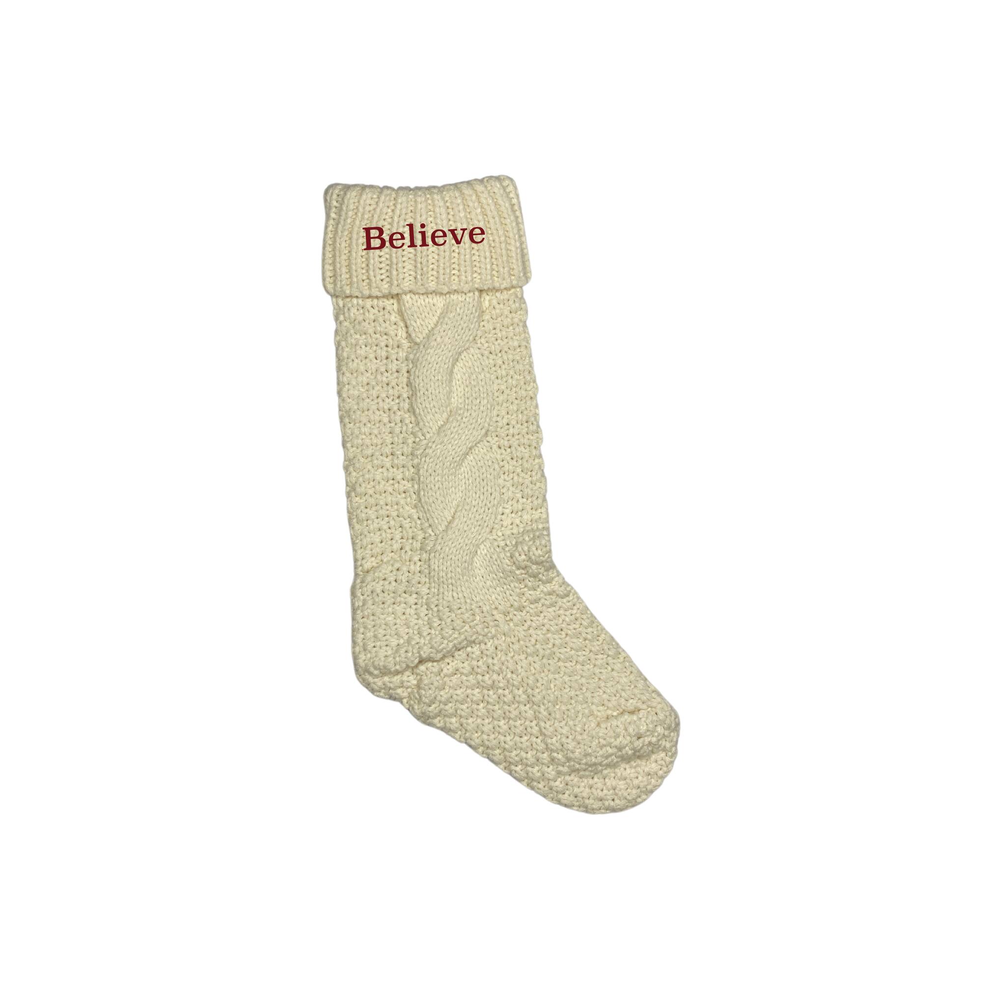 18" Believe Cable Knit Stocking